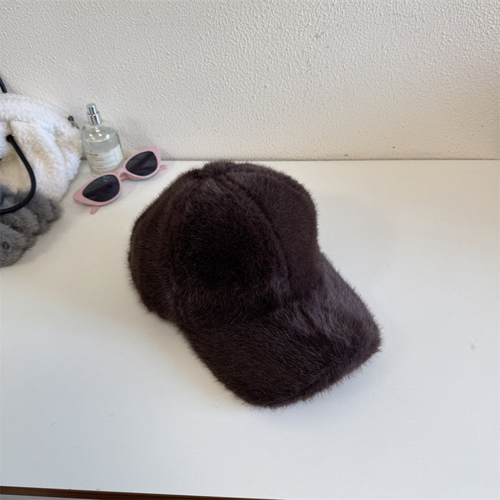 Unisex Plush Faux Fur Baseball Cap Bowlift