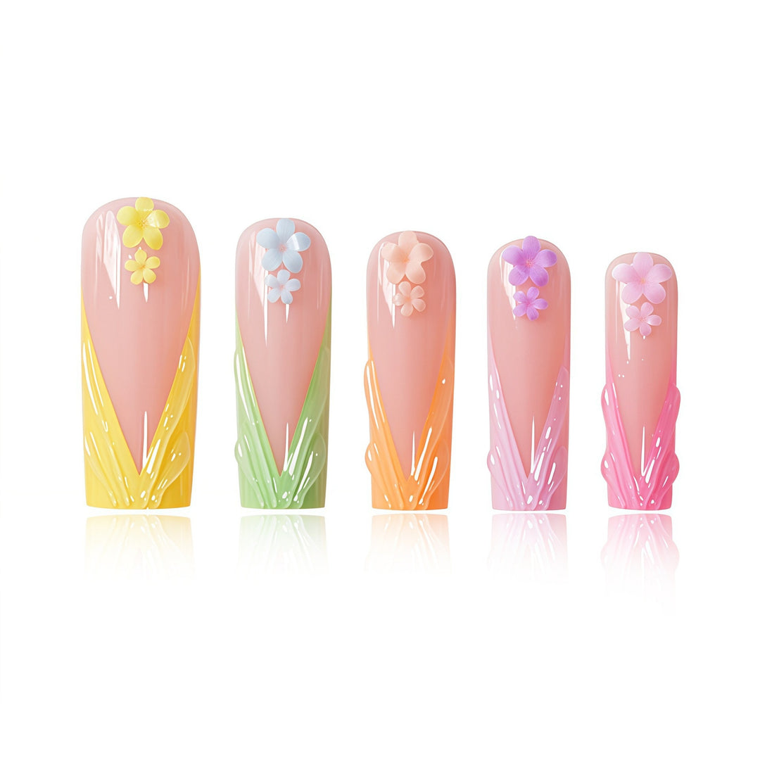 Floral Accent Long Nail Extensions Bowlift