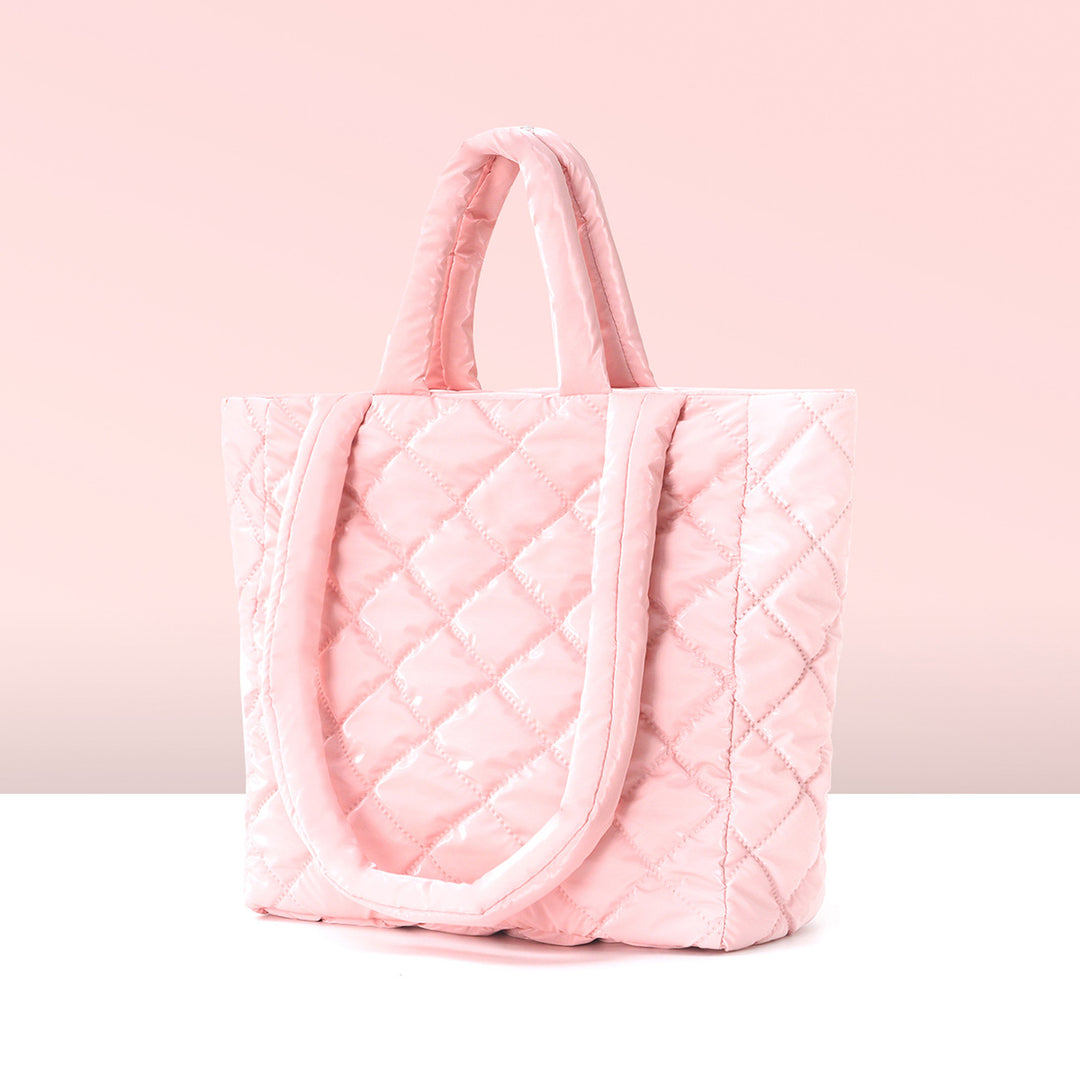 Padded Tote Bag in Modern Check Design Bowlift