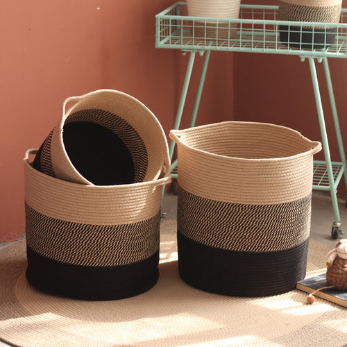 Modern storage basket with gray knit pattern Bowlift