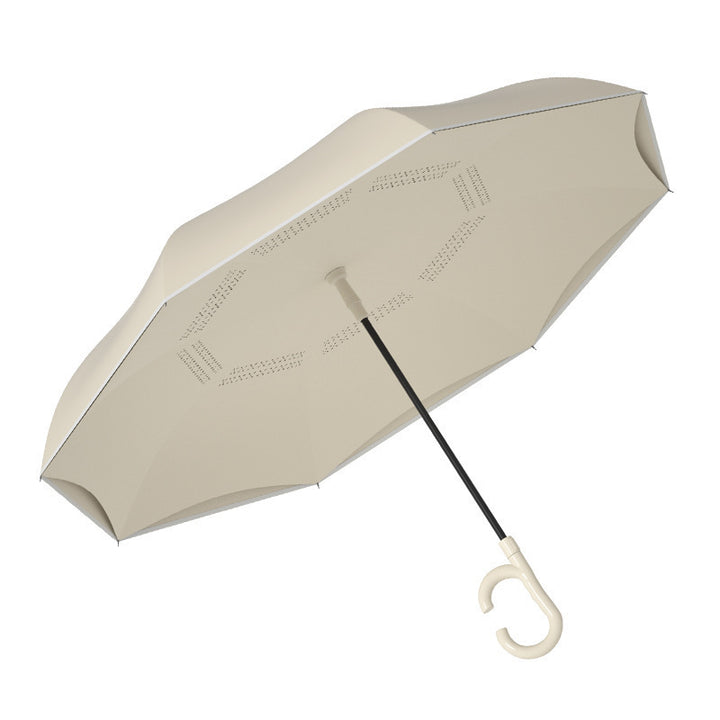 Women automatic folding umbrella with ergonomic design and strong wind resistance elements Bowlift