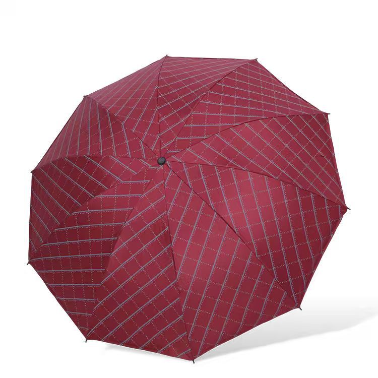 Compact Windproof Automatic Folding Umbrella with Geometric Grid Canopy Bowlift