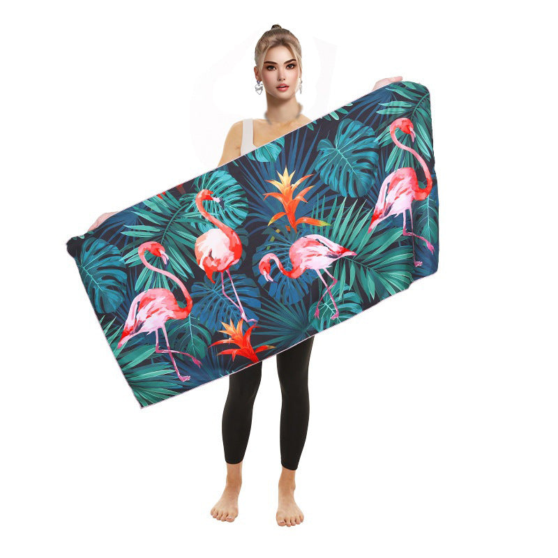 Women's beach towel with colorful flamingo design Bowlift