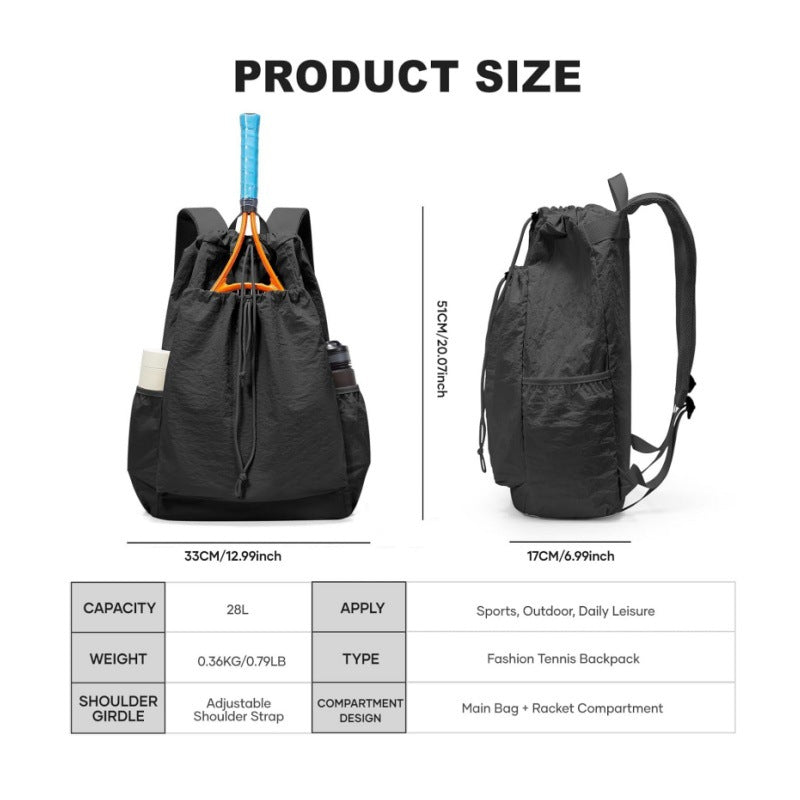 Tennis Racket Drawstring Backpack