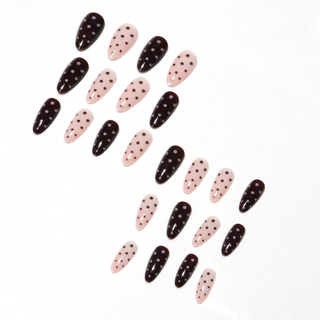 Artistic Polka Dot Stiletto Press-On Nails Bowlift
