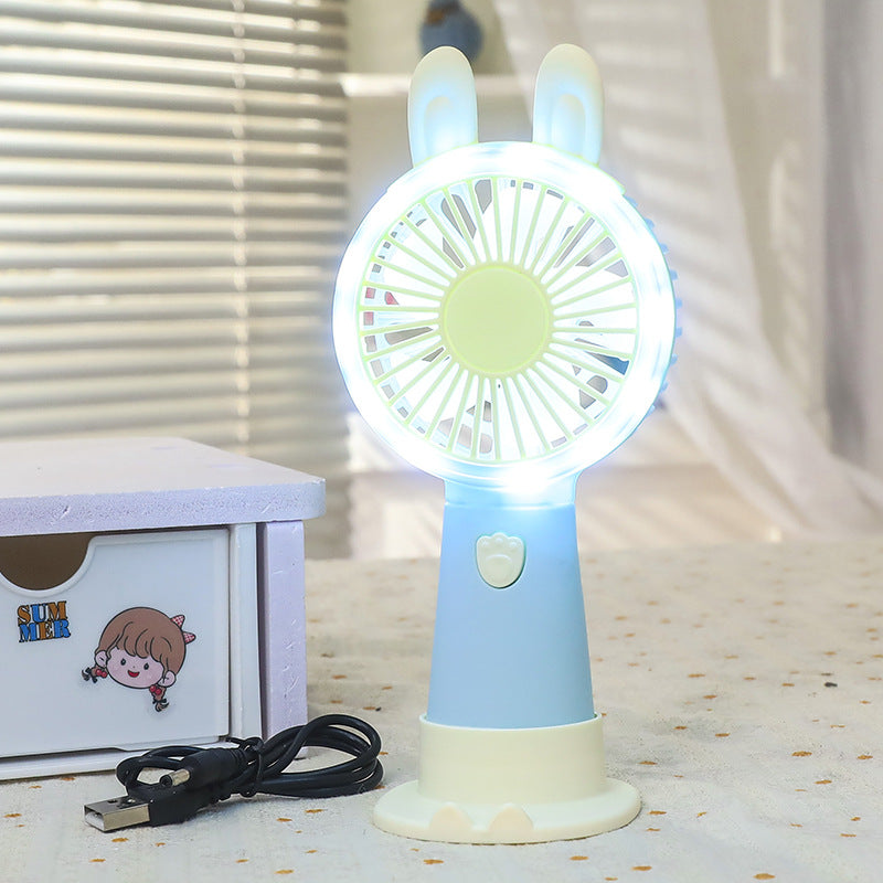 Women Portable Mini LED Fan with Creative Animal Ears Bowlift