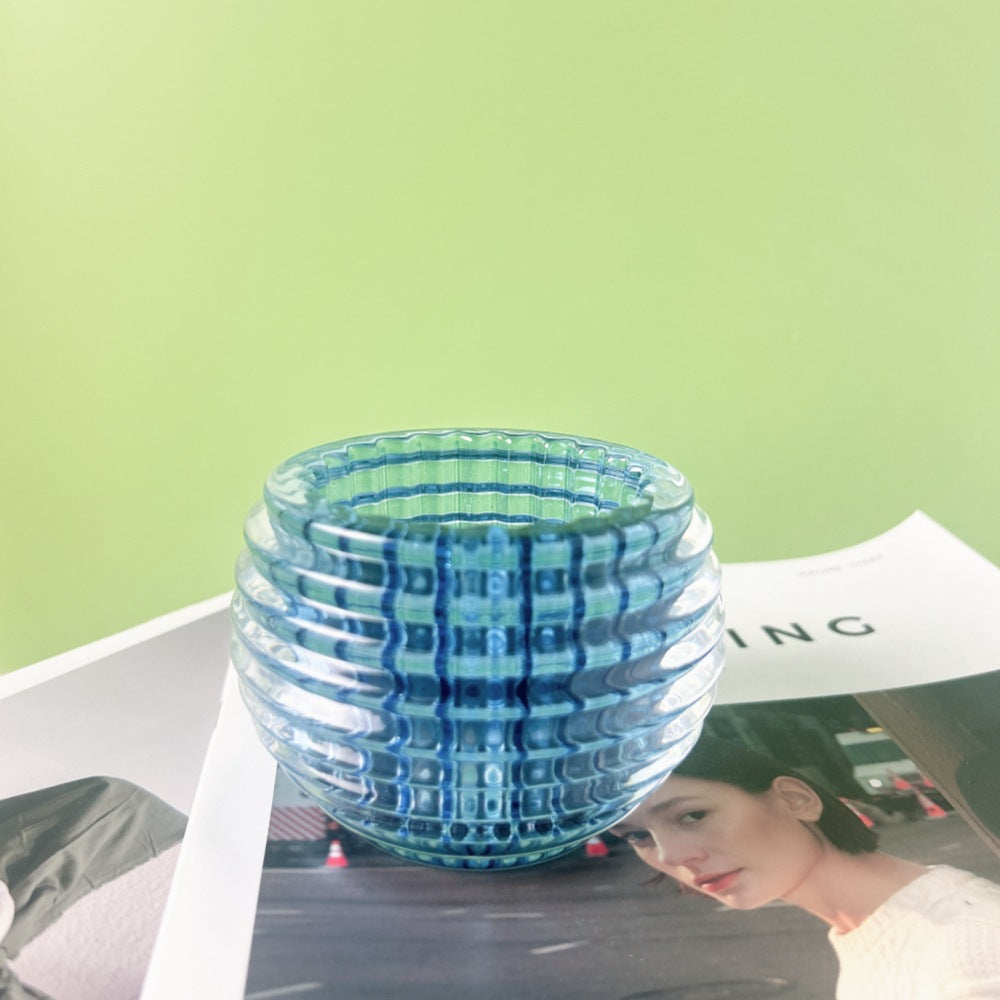 Round Ribbed Glass Votive Candle Holder for Tealights Bowlift