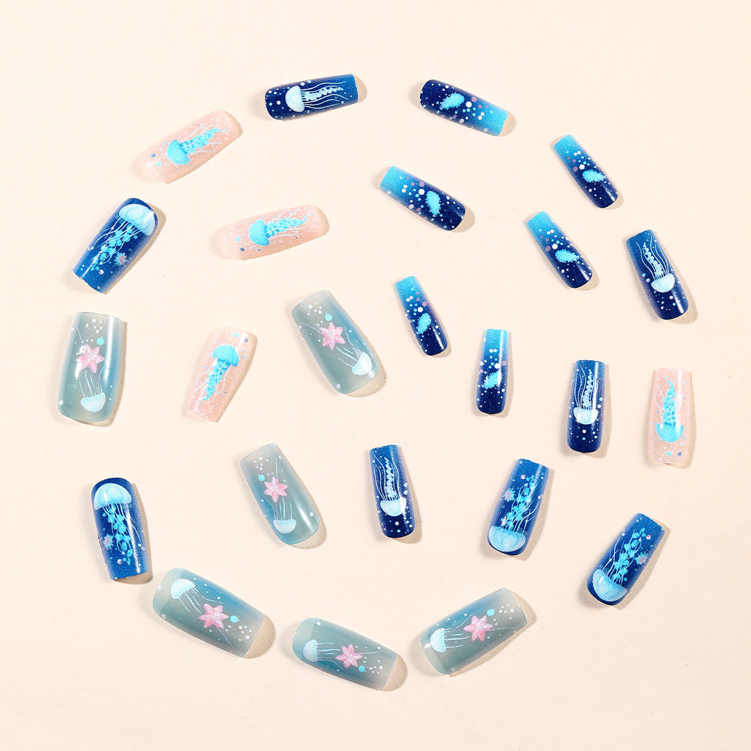 Jellyfish-Themed Acrylic Nail Art Set Bowlift