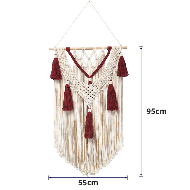 Macramé wall hanging with fringes and tassels Bowlift
