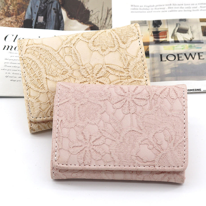 Floral Embossed Leather Coin Wallet