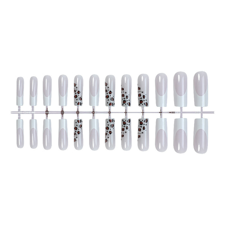Artistic Press-On Nail Set with Stylish Animal Print Design Bowlift