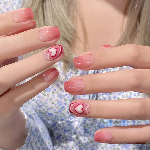 Artistic Heart Design Press-On Nail Set Bowlift 178815*10mm0446