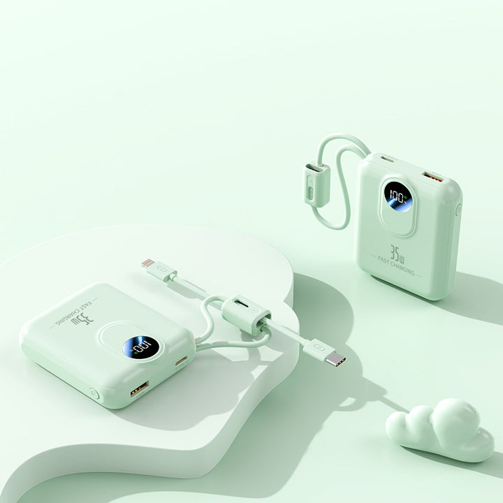 Power bank with fast charging function and integrated charging cables Bowlift