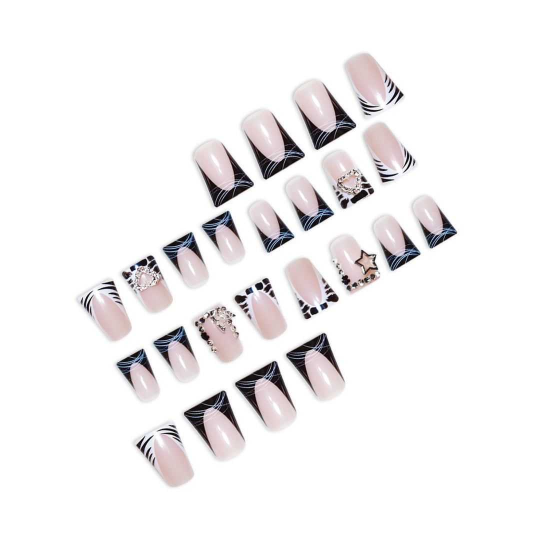 Glamorous Rhinestone Accent Nail Extensions Bowlift