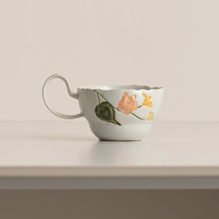 Artistic Floral Ceramic Coffee Cup