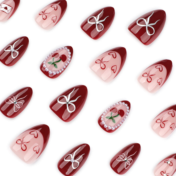 Artful nail designs with bow and rose motif Bowlift