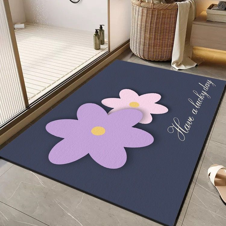 Cheerful Floral Message Bath Mat Bowlift