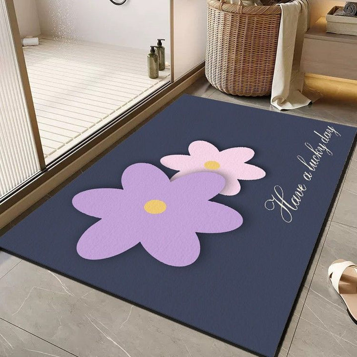 Cheerful Floral Message Bath Mat Bowlift