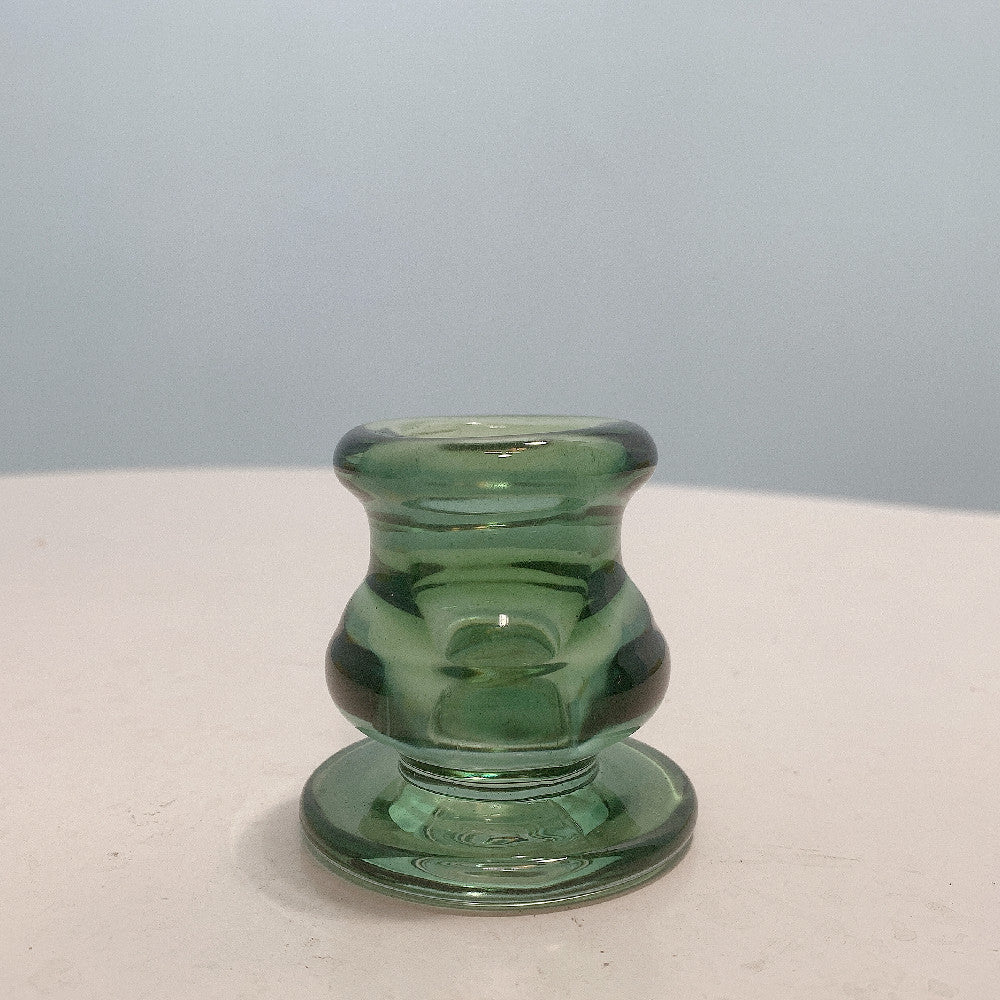 Handblown Smoky Glass Taper and Short Pillar Candle Holder Bowlift