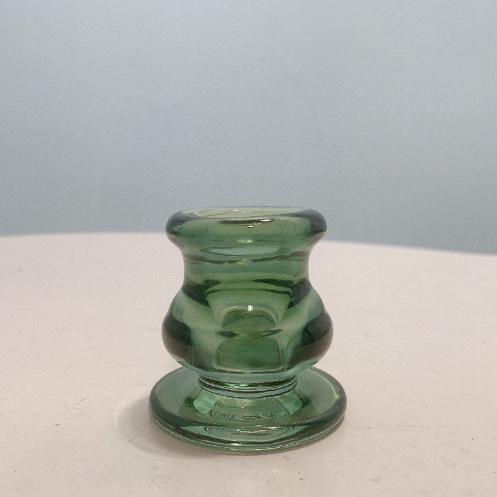 Handblown Smoky Glass Taper and Short Pillar Candle Holder Bowlift