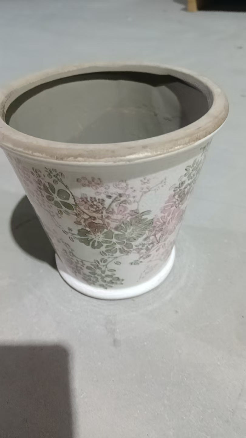 Decorative ceramic flower pot with floral design Bowlift