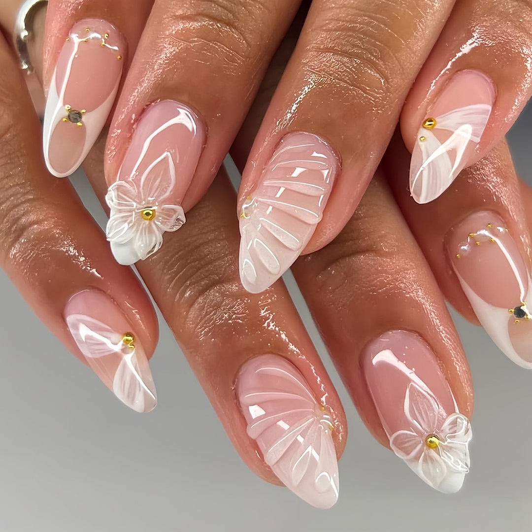 Decorative 3D Floral Nail Art Design Bowlift