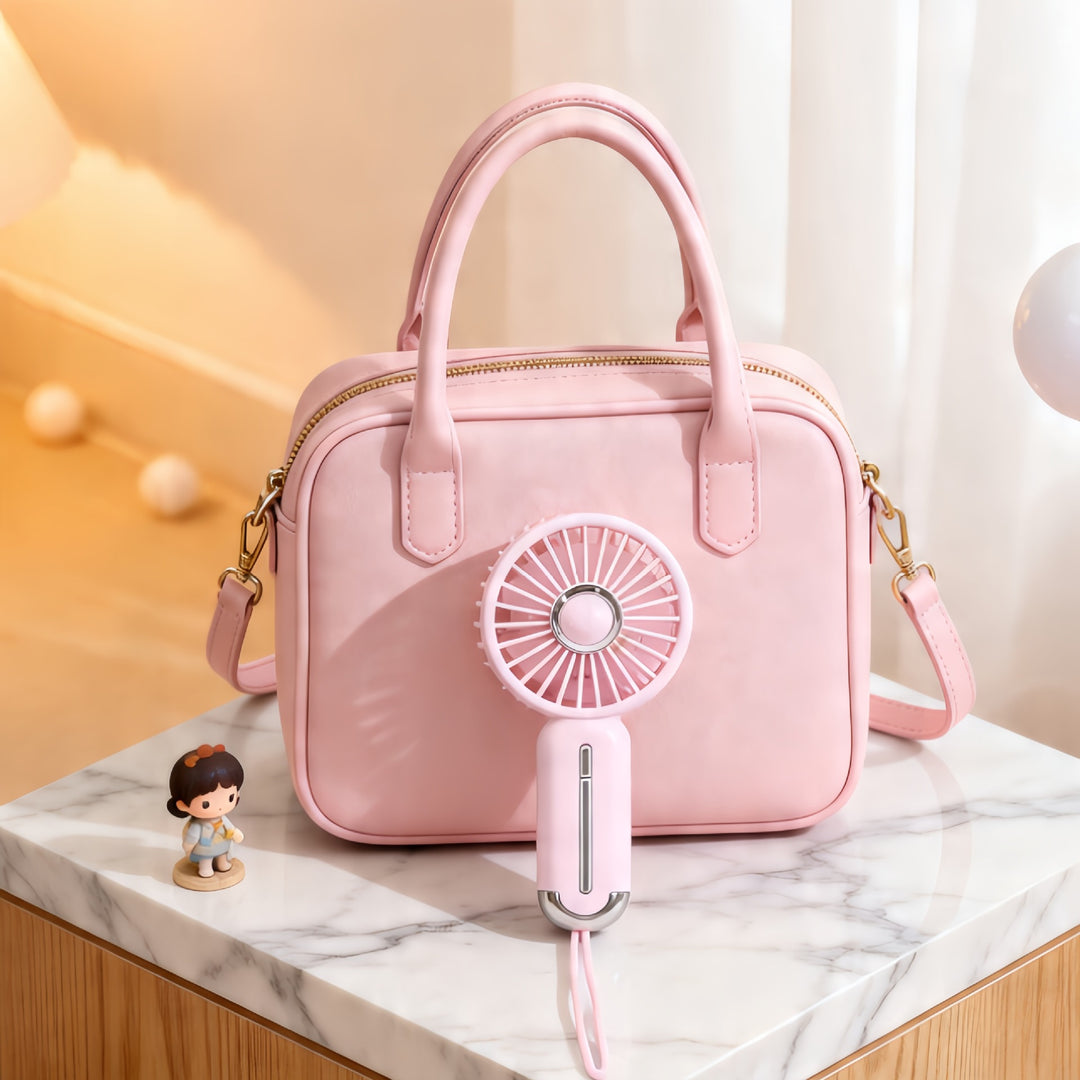 Women Portable Mini Hand Fan with USB Charging Function and Ergonomic Handle Bowlift