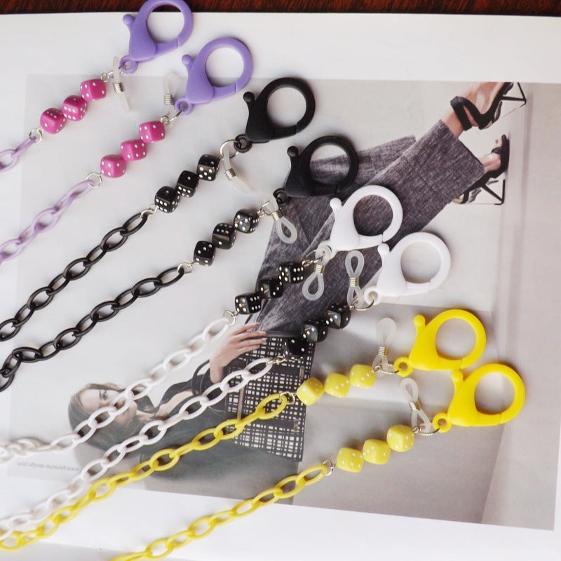 Fashionable glasses holder chain made of plastic with colorful beads Bowlift