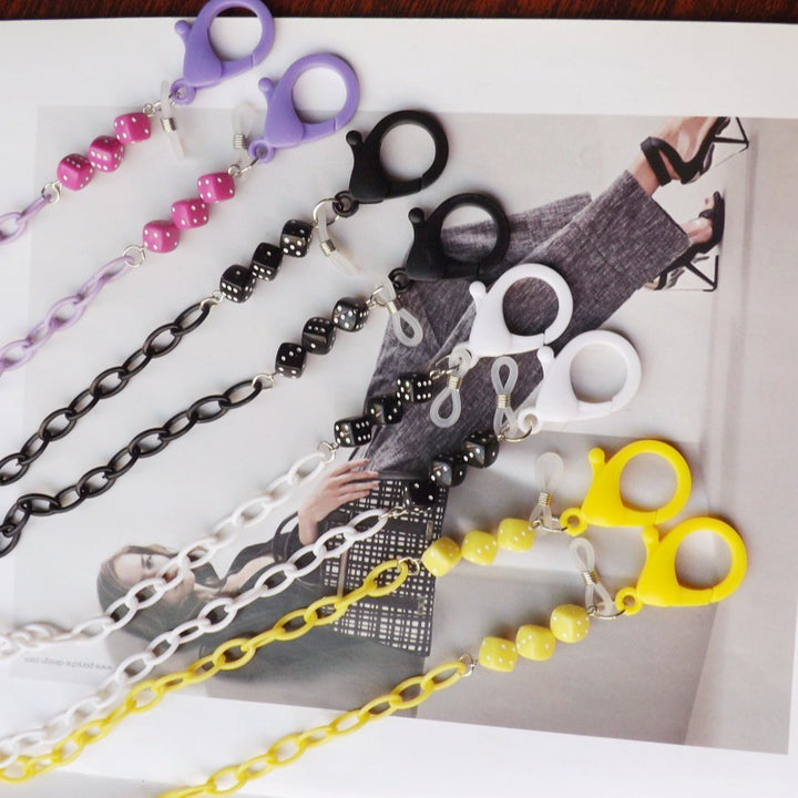 Fashionable glasses holder chain made of plastic with colorful beads Bowlift