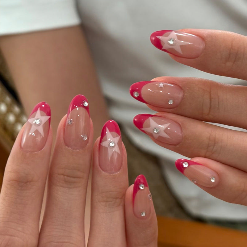 Decorative Press-On Nail Tips with Rhinestone Accents Bowlift