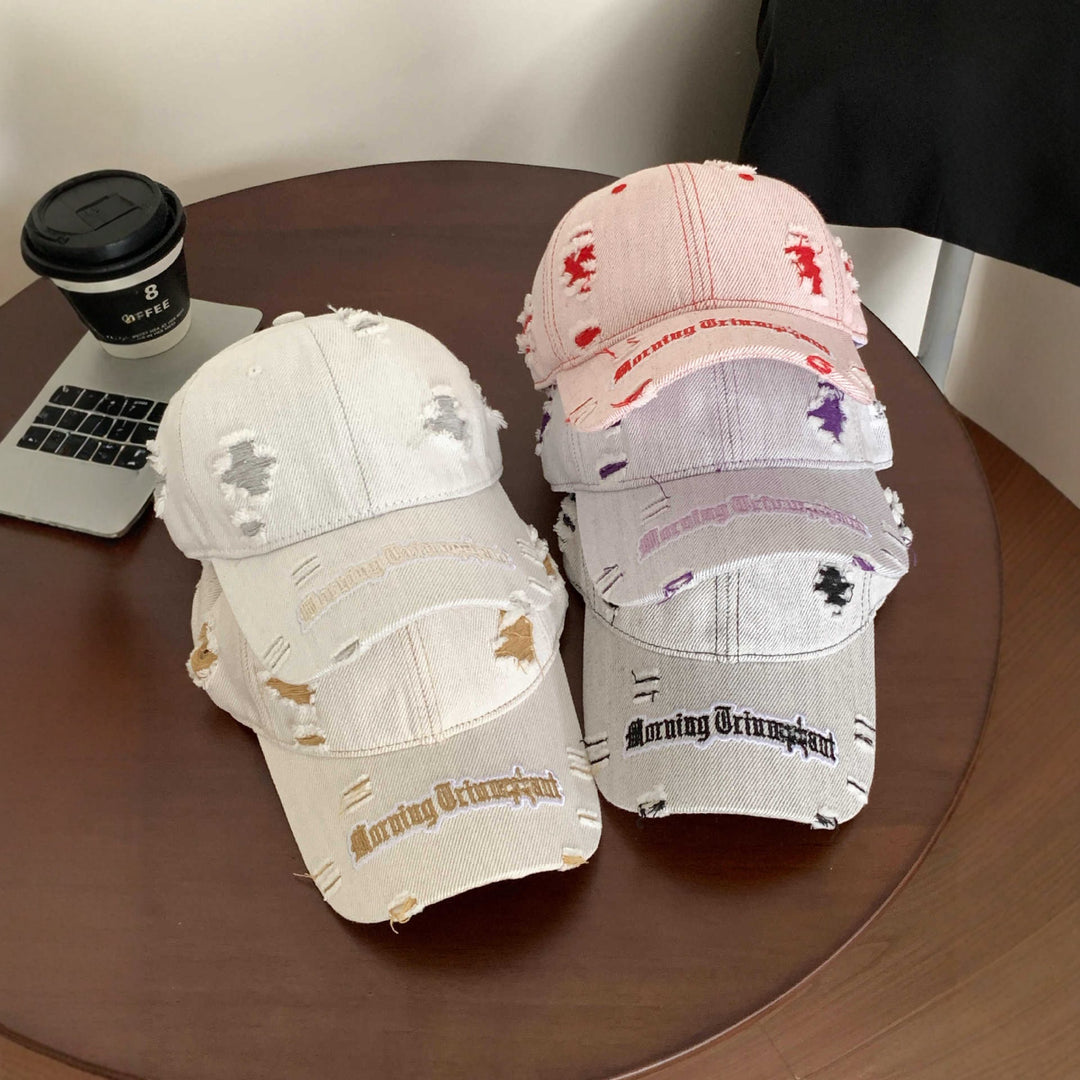 Women's Distressed Denim Baseball Cap Bowlift