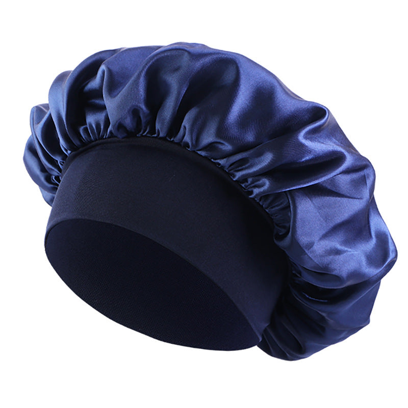 Satin sleep bonnet with wide protective elastic band Bowlift