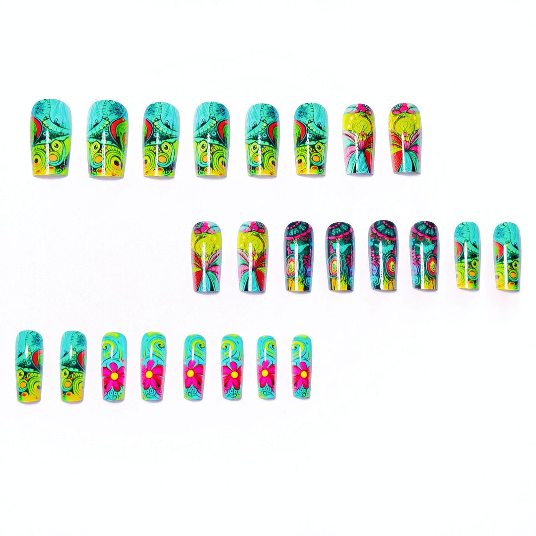 Creative Art Nails with Glowing Flower Design Bowlift
