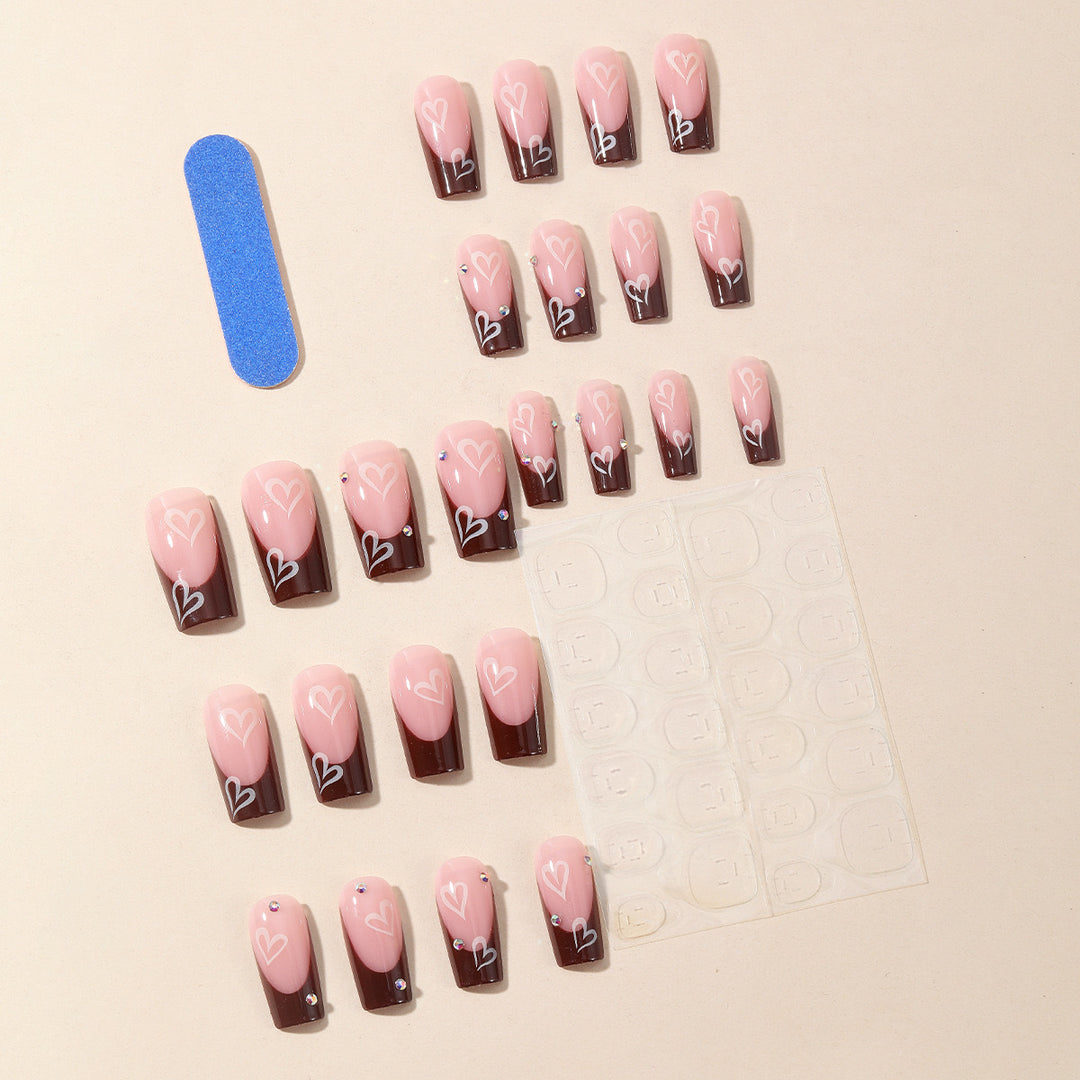 Artificial nail set with romantic heart designs Bowlift