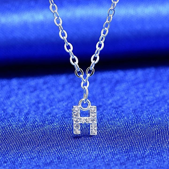Dainty Pavé Cubic Zirconia Initial A Pendant Necklace Silver-Tone Chain Bowlift