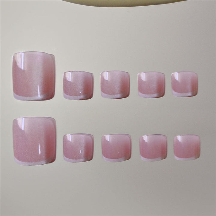 Elegant French Tip Press-On Toenails Bowlift
