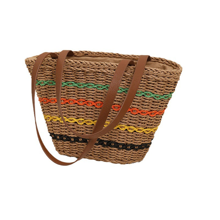 Trendy Straw Bag with Colorful Details Bowlift