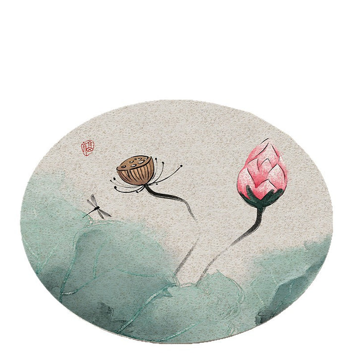 Floral Design Circular Bath Mat Bowlift