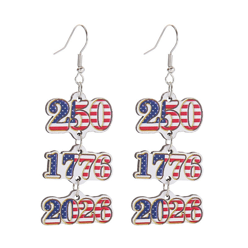 Women's nan patriotic triple-charm dangly novelty earrings with cowboy hat heart bow Bowlift