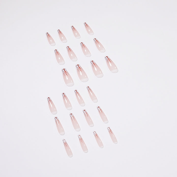 Artistic Nail Extensions with Elegant Dots and Shimmering Ombré Bowlift