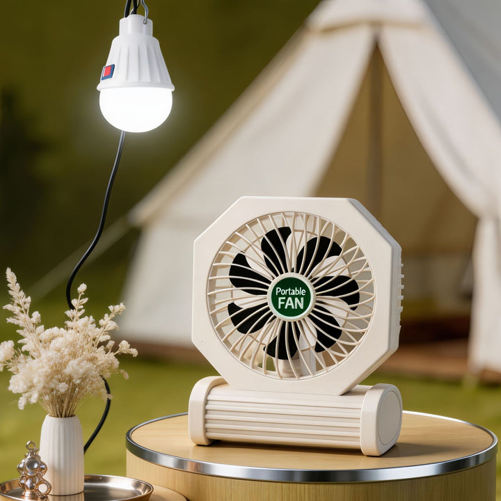 Ladies Portable Table Fan with USB Connection and an Elegant Wooden Base Bowlift