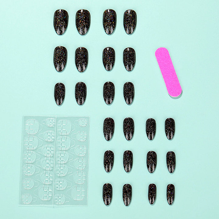 Glamorous artificial nails with glitter Bowlift