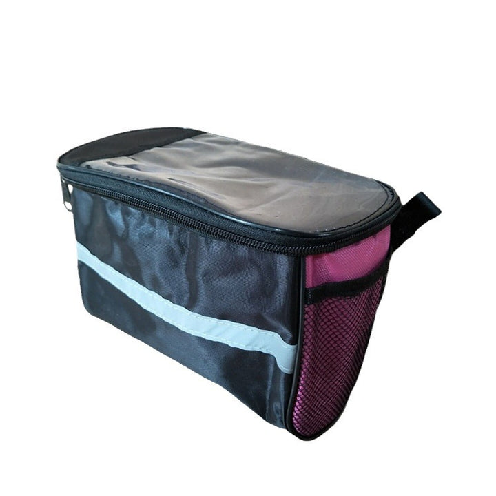 waterproof bicycle handlebar storage bag with clear touchscreen phone pocket and reflective safety strip Bowlift