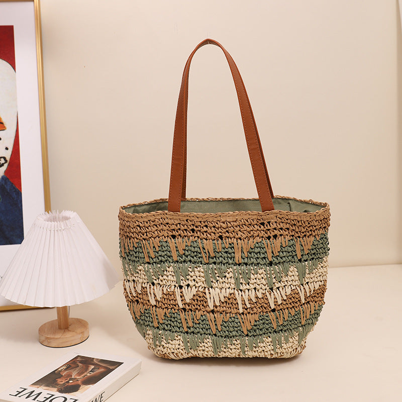 Braided tote bag with unique pattern mix Bowlift