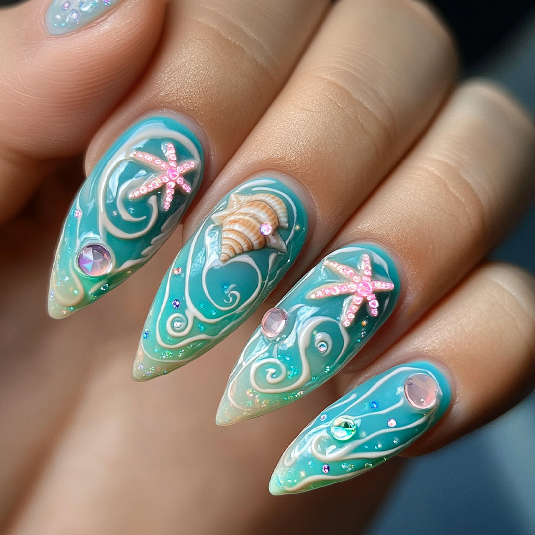 Artistic stiletto nails with maritime accents Bowlift