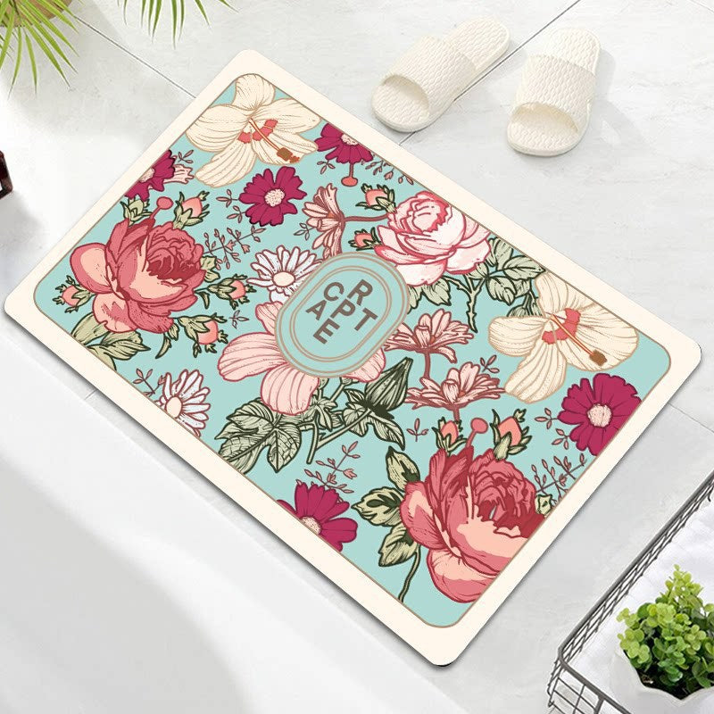 Floral Embellished Memory Foam Bath Mat