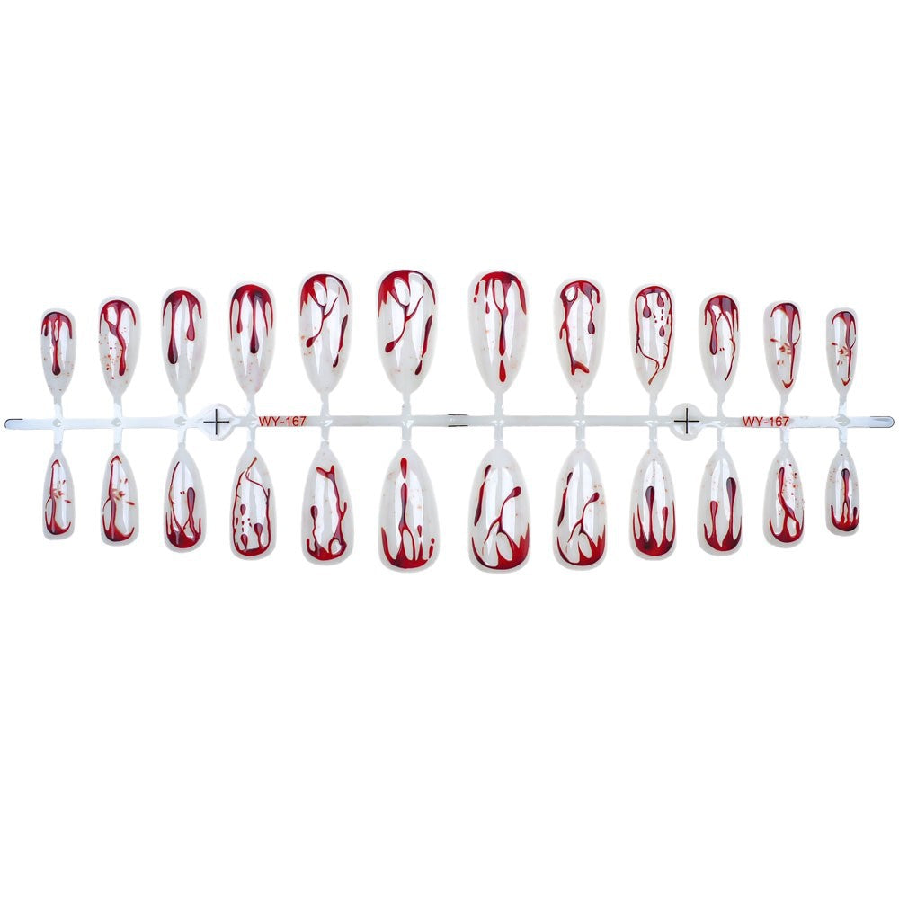 Artistic Abstract Blood-Splattered Press-On Nails Bowlift