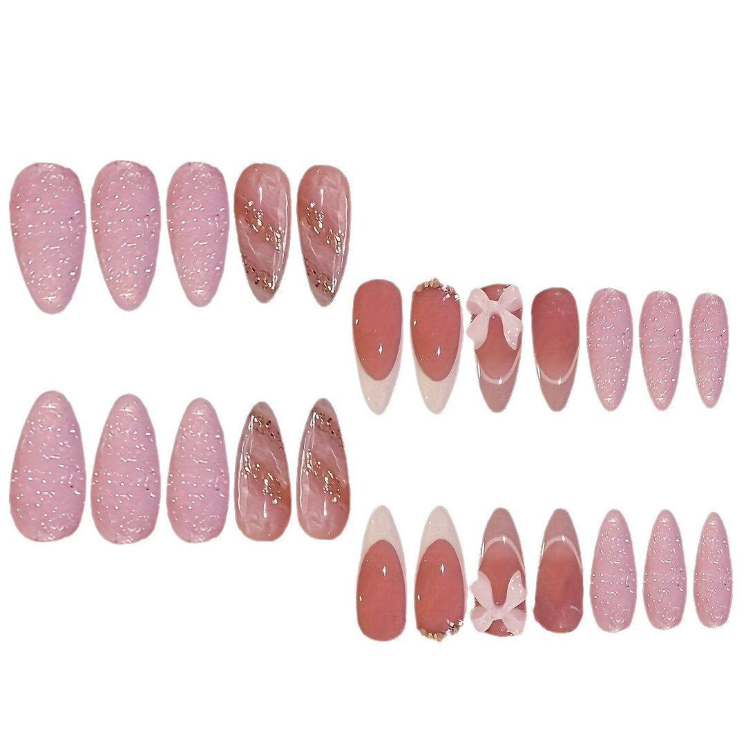 Elegant Stiletto Press-On Nail Set with Decorative Accent Bowlift