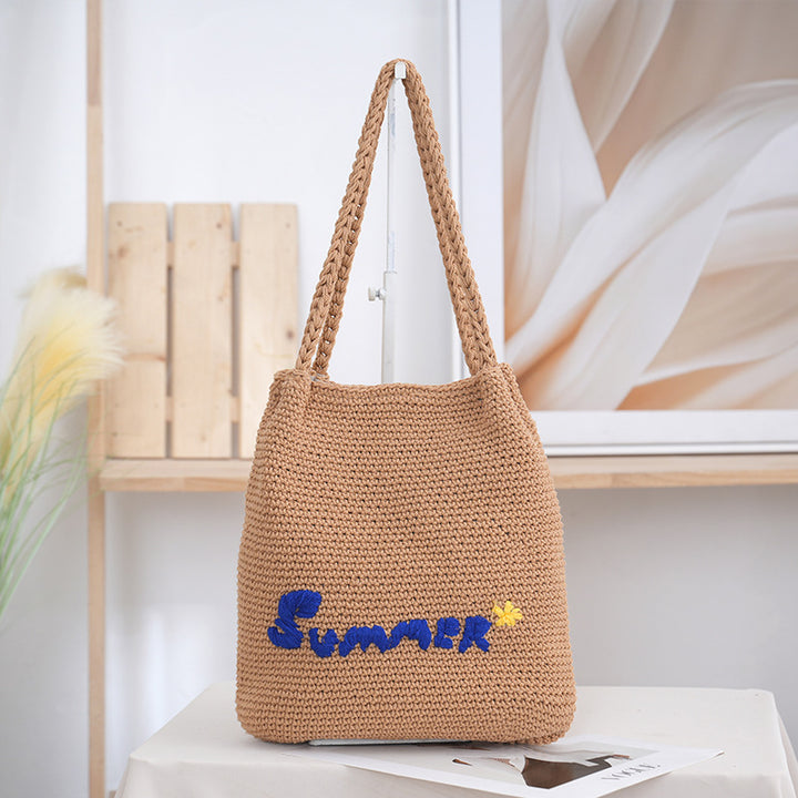 Handcrafted straw bag with summer motif Bowlift