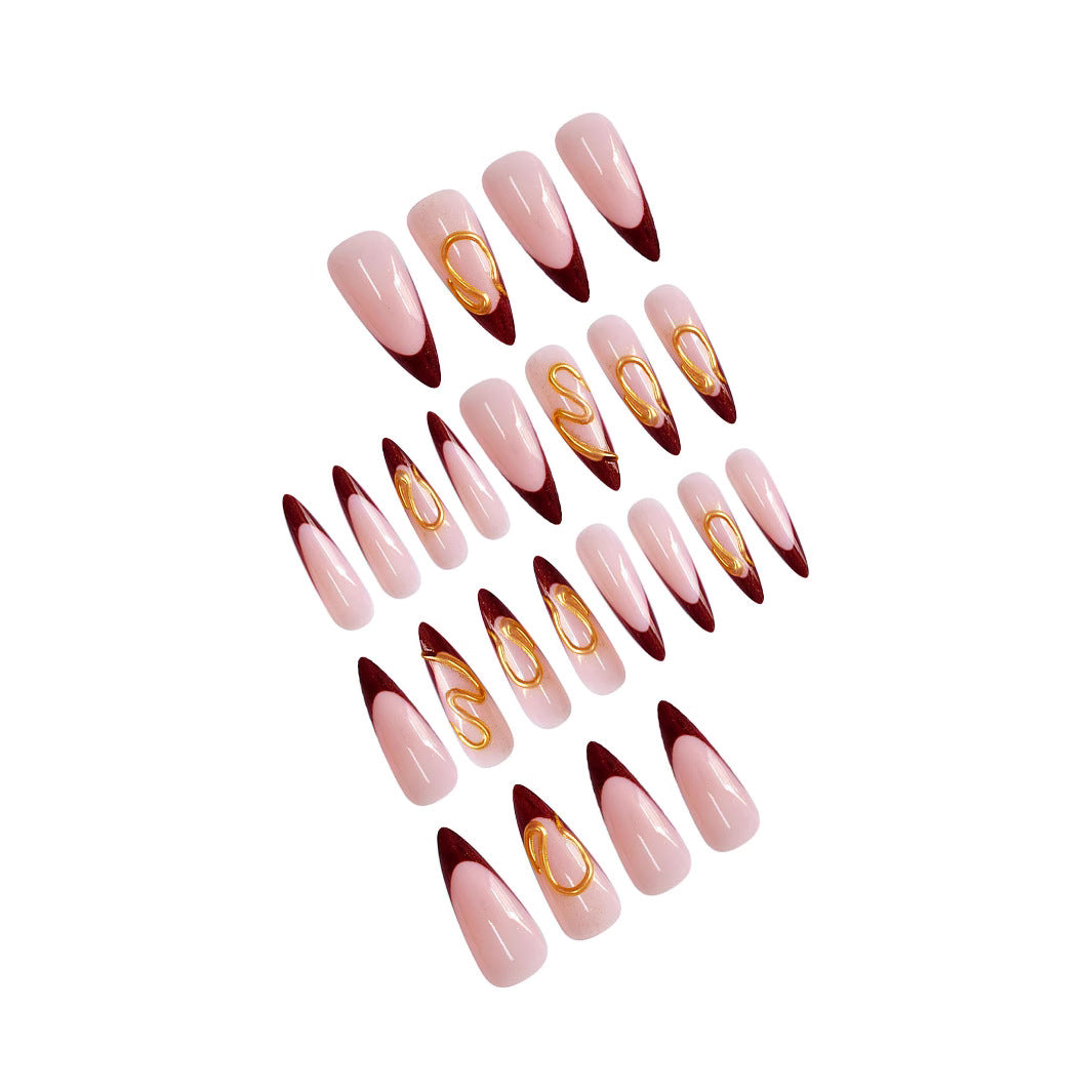 Artistic Stiletto Press-On Nail Design Bowlift